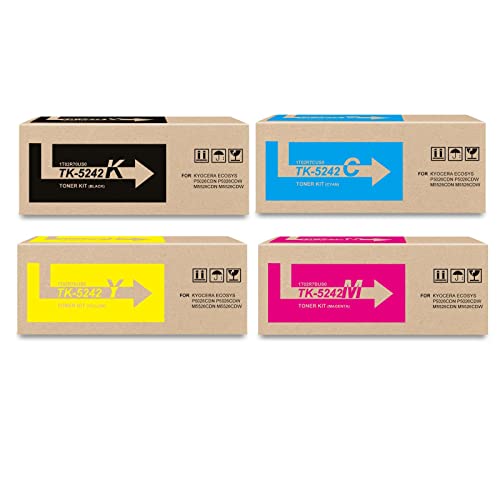 BUEGOO TK-5242 TK5242 4 Pack Toner Cartridge Compatible with Kyocera ECOSYS P5026cdn P5026cdw M5526cdn M5526cdw Series Printer | Black/Cyan/Magenta/Yellow