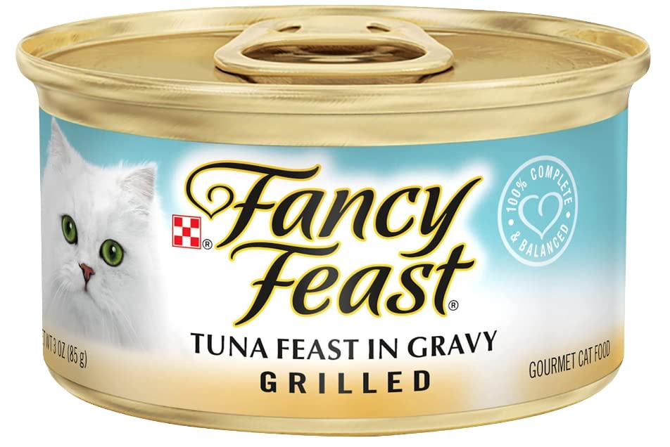 Healthier Paws Fancy Feast Grilled Tuna Feast in Gravy Canned Wet Cat Food, 3 oz, case of 12 Sticker !!!