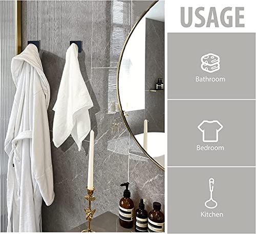 Matte Black Towel 5 Packs Hooks Bathroom Coat Hook Stainless Steel for Towel Robe,Clothes Cabinet Closet Wall Hook for Bedroom Kitchen Hotel Pool.