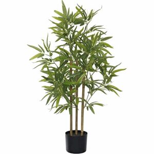 softflame 3ft bamboo artificial tree, faux bamboo plant, artificial plant with 3 trunks, ideal for home office indoor decoration