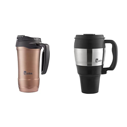 bubba Hero Dual-Wall Vacuum-Insulated Stainless Steel Travel Mug, 18 oz., Rose Gold & 1955218 BUBBA 34OZ TRAVEL BLACK, One Size (Pack of 1)