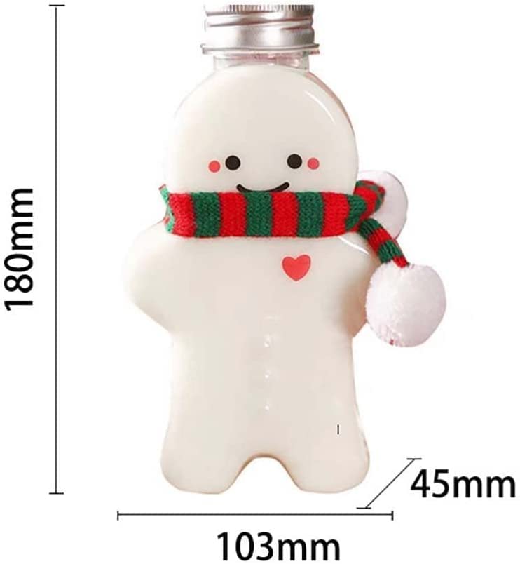 NEW Gingerbread Mug,Creative Water Bottle Kitchen Milk Tea Christmas Decoration Gingerbread Man Drinking Cup，Cute Gingerbread Man Drinking Cup Portable Drink Bottle (Transparent)