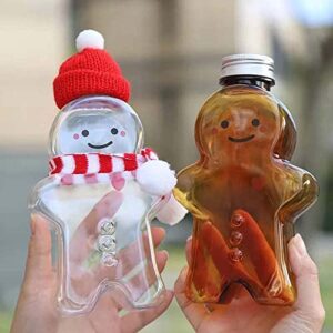 NEW Gingerbread Mug,Creative Water Bottle Kitchen Milk Tea Christmas Decoration Gingerbread Man Drinking Cup，Cute Gingerbread Man Drinking Cup Portable Drink Bottle (Transparent)