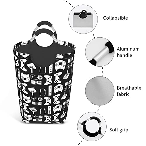 Laundry Hampers Game Weapon Funny Gamer Laundry Basket Collapsible Laundry Washing Bin Clothes Bag Household Home Storage Large Toy Organizer For College Dorm Closet with Handles 27 inches