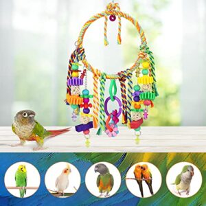 Bird Toys Bird Swing Toy Bird Perches Colorful Chewing Toys for Parakeets Meyers Cockatiel Conure Quaker Caique and Other Medium Sized Birds