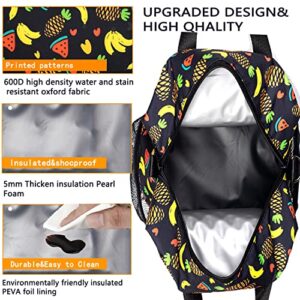 Insulated Lunch Bag for Women Girls Men,Cooler Lunch Tote Bag with Adjustable Shoulder Belt,Cute Portable Reusable Lunch Box Cooler Bag for Adult Girls Travel Picnic,Office,Working(Fruit)