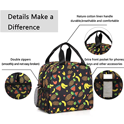 Insulated Lunch Bag for Women Girls Men,Cooler Lunch Tote Bag with Adjustable Shoulder Belt,Cute Portable Reusable Lunch Box Cooler Bag for Adult Girls Travel Picnic,Office,Working(Fruit)