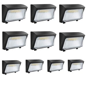 led wall pack lights 120w ultra bright outdoor security light fixture for parking lot,warehouse,outbuilding, back yard,commercial lighting grade 16200lm dimmable 5000k ip65 ul dlc listed 10 pack