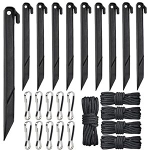 fasezoomit garden stakes 7.5" plastic inflatable tent stakes & tethers hooks yard lawn stakes for halloween christmas inflatable outdoor holiday yard decorations (30 pcs)