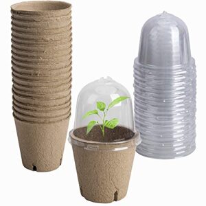 ebaokuup 20pcs biodegradable pots with humidity dome,3" plant nursery pots with humidity dome,seed starter pots biodegradable peat pots for seedlings,vegetables