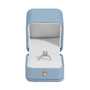oirlv elegant sky blue ring box leather engagement ring box jewelry gift box for wedding proposal velvet interior ring case