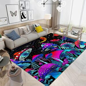 area rugs trippy mushroom moon bohemian 3d digital print carpet living room bedroom sofa mat door mat home decoration 4 x 5.25 ft/47 x 63 in