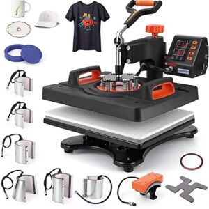 heat press machine, 11 in 1 professional sublimation machine 12" x 15", 360° swing away shirt printing heat transfer machine digital industrial-quality shirt pressing machine for tshirt,hat,mug,plate