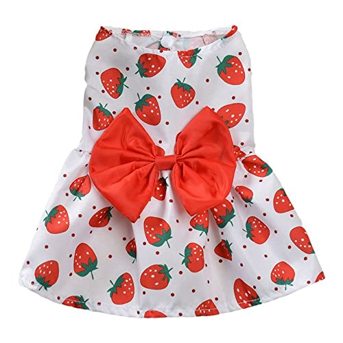 WEISHA Dog Dress 1PC Dog Floral Skirts Bow Princess Dress Dog Spring Summer Section Sweet Fresh Snap Style Puppy Clothes Pet Supplies(XL,Red)