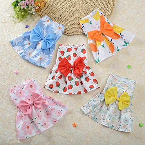 WEISHA Dog Dress 1PC Dog Floral Skirts Bow Princess Dress Dog Spring Summer Section Sweet Fresh Snap Style Puppy Clothes Pet Supplies(XL,Red)