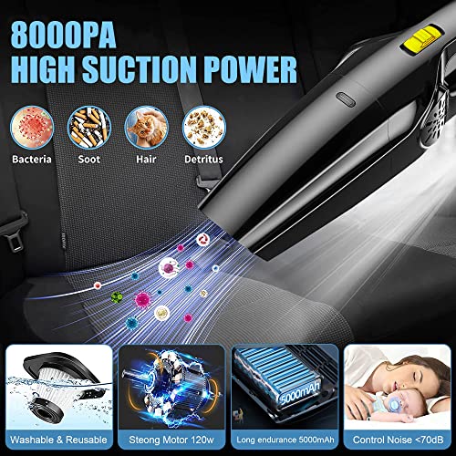 ESERRUY 20 PCS Car Interior Detailing Kit, Car Cleaning Kit with High Power Portable Handheld Vacuum, Auto Detailing Drill Brush Set, Car Windshield Cleaner, Car Wash Kit Supplies for Exterior Wheels