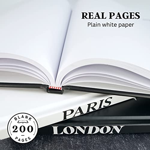 Decorative Books – 3 Book Set – Living Room Décor – Shelf Decoration – London, Paris & New York Fashion – Designer Books – Coffee Table Décor – Faux Books for Decoration – Black & White Themed