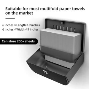 PLUSSEN Paper Towel Dispenser Wall Mount,Black Commercial Paper Towels Holder Dispensing Multi-Fold Trifold Tissue for Bathroom Kitchen Office