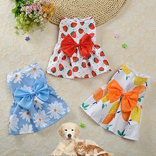 WEISHA Dog Dress 1PC Dog Floral Skirts Bow Princess Dress Dog Spring Summer Section Sweet Fresh Snap Style Puppy Clothes Pet Supplies(S,Light Blue)