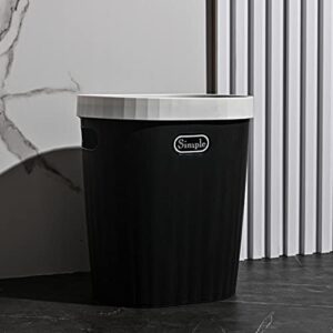 plastic small trash can, 3.1 gallon office trash can, white trash bin with built-in handle, slim waste basket for bathroom, bedroom, home office, living room, kitchen (12l black)