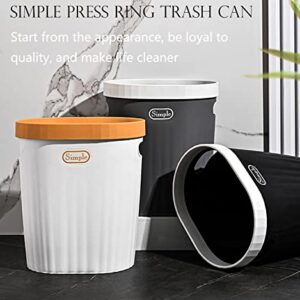 Plastic Small Trash Can, 3.1 Gallon Office Trash Can, White Trash Bin with Built-in Handle, Slim Waste Basket for Bathroom, Bedroom, Home Office, Living Room, Kitchen (12L Black)