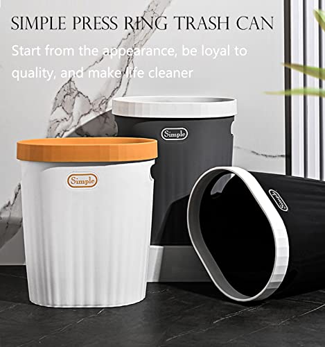 Plastic Small Trash Can, 3.1 Gallon Office Trash Can, White Trash Bin with Built-in Handle, Slim Waste Basket for Bathroom, Bedroom, Home Office, Living Room, Kitchen (12L Black)