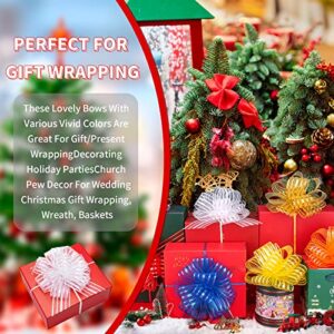 20 Pieces Large Pull Bow for Gift Wrapping 6 Inch Organza Gift Bow with Ribbon for Wrapping Gift Boxes, Baskets and Bags, Decorate Christmas, Wedding and Party (White)