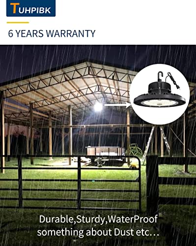 TUHPIBK Super Bright UFO LED High Bay Light 100W, 15000LM High Bay LED Lighting, 5000K Commercial Lights, UL US Plug 5' Cable, Alternative to 400W MH/HPS for Warehouse Shop Garage Barn Factory, IP65