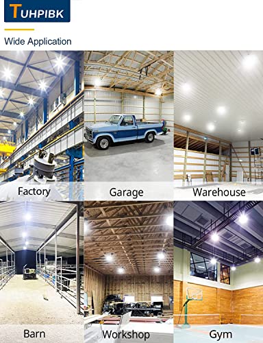 TUHPIBK Super Bright UFO LED High Bay Light 100W, 15000LM High Bay LED Lighting, 5000K Commercial Lights, UL US Plug 5' Cable, Alternative to 400W MH/HPS for Warehouse Shop Garage Barn Factory, IP65