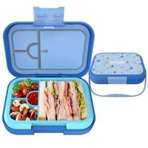 ermete® leak-proof 4-compartment bento lunch box for kids with removable divider,hand-held lunch container for age 4-10 daycare/school lunches,microwave & dishwasher safe,bpa-free