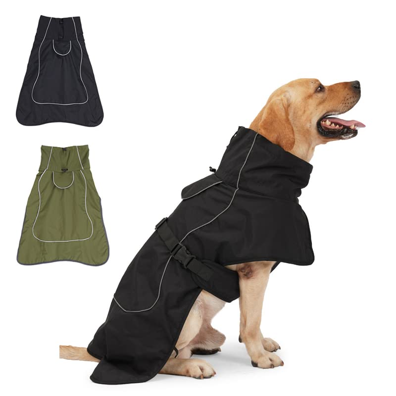 YOHOD Dog Winter Coat with Reflective Strip, Waterproof Pullover, Pet Windproof Warm Cold Weather Jacket Vest Cozy Onesie Jumpsuit Apparel Outfit Clothes for Medium, Large Dog Walking Hiking Travel