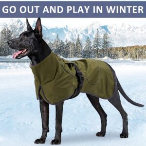 YOHOD Dog Winter Coat with Reflective Strip, Waterproof Pullover, Pet Windproof Warm Cold Weather Jacket Vest Cozy Onesie Jumpsuit Apparel Outfit Clothes for Medium, Large Dog Walking Hiking Travel