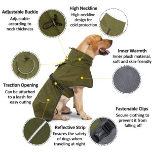 YOHOD Dog Winter Coat with Reflective Strip, Waterproof Pullover, Pet Windproof Warm Cold Weather Jacket Vest Cozy Onesie Jumpsuit Apparel Outfit Clothes for Medium, Large Dog Walking Hiking Travel