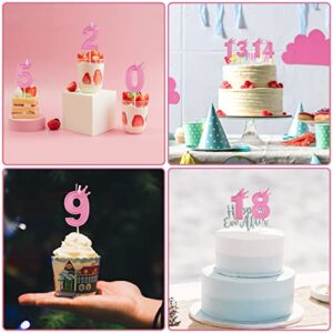 3inch Birthday Number Candle, 3D Candle Cake Topper with Crown Cake Numeral Candles Number Candles for Birthday Anniversary Parties (Pink; 4)