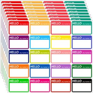 200 pcs name tag stickers (hello my name is) name stickers self-adhesive name badge name labels colorful name tags for clothes, school, office, party, teachers, kids, adults