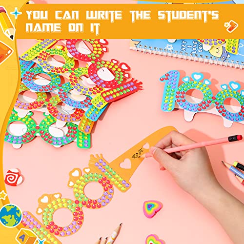 Yexiya 200 Pieces 100 Days of School Paper Glasses Bulk 100th Day Glasses 100th Day Activities Gifts for Kids Boys Girls Colorful Classroom School Celebration Party Decorative Supplies