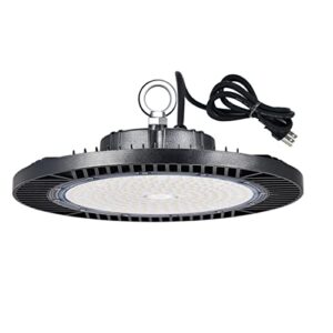 150w ufo led high bay light, 21,000lm (eqv.600w mh/hps), 100-277v, 5000k daylight led high bay lights fixture 5' cable with us plug for workshop, warehouse, barn, garage - pack of 1