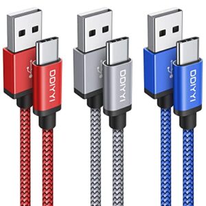 DDIYYI USB Type C Cable Fast Charging [3-Pack 3ft], USB to USB C Cable Braided Charger Cord Compatible with iPhone 15 Pro Plus Max, Samsung Galaxy S10e S10 S9 S8 Plus, Note 20 10, A10e A13 A03s A32