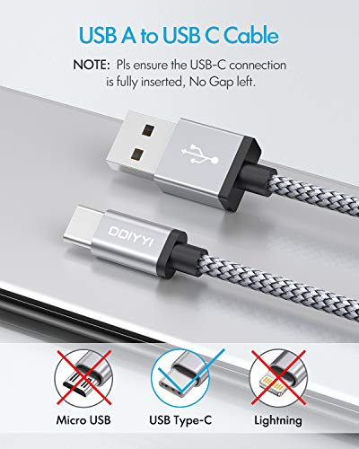 DDIYYI USB Type C Cable Fast Charging [3-Pack 3ft], USB to USB C Cable Braided Charger Cord Compatible with iPhone 15 Pro Plus Max, Samsung Galaxy S10e S10 S9 S8 Plus, Note 20 10, A10e A13 A03s A32