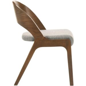 Meridian Furniture Woodson Collection Mid-Century Modern Dining Chair, Linen Textured Polyester Fabric, Walnut Veneer, Wood Legs, Set of 2, 19.88" W x 23.03" D x 30.20" H, Grey