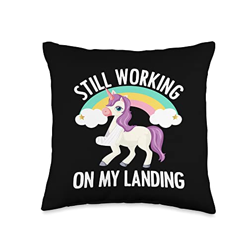 Broken Arm Gift Get Well Soon Accessories & Stuff Cool Broken Arm for Men Women Broke Elbow Hand Unicorn Throw Pillow, 16x16, Multicolor