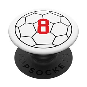 number #8 red soccer ball number 8 popsockets swappable popgrip