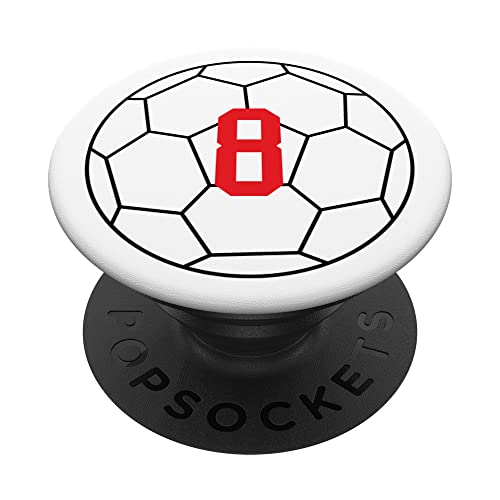 Number #8 Red Soccer Ball Number 8 PopSockets Swappable PopGrip