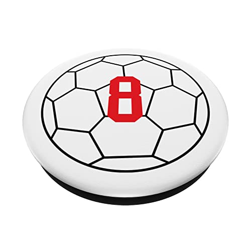 Number #8 Red Soccer Ball Number 8 PopSockets Swappable PopGrip