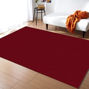 indoor area rugs, solid color wine red non-slip rubber backing rug, non-shedding floor carpet washable throw rug for living room bedroom dining home, 2' x 3'