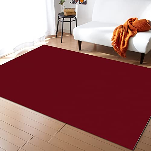 Indoor Area Rugs, Solid Color Wine Red Non-Slip Rubber Backing Rug, Non-Shedding Floor Carpet Washable Throw Rug for Living Room Bedroom Dining Home, 2' x 3'