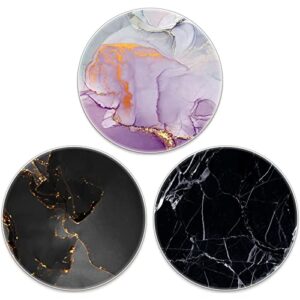 zsdlhy phone stand compatible with popsocket phone/tablets grips for iphone android (3 pack) - purple rose black striped marble