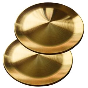 crafarcher round tray decorative tray storage organizer stainless steel 7.9 inches, 2 packs (gold plated)