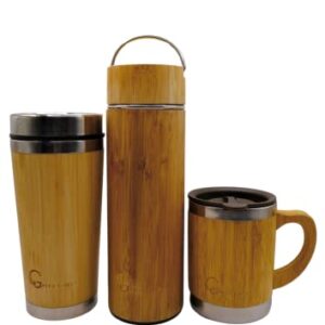 Greenlively Organic Bamboo Stainless Steel Bottle Detachable Tea Filter Eco Friendly-Vegan-Organic-Leak Proof-Non Slip Lid- Travel Thermos-Insulated Thermos-BPA Free And Phalate Free- (16.2)
