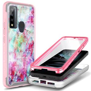 nznd case for tcl 30 xe 5g with [built-in screen protector], full-body protective shockproof rugged bumper cover, impact resist durable phone case (marble design fantasy)